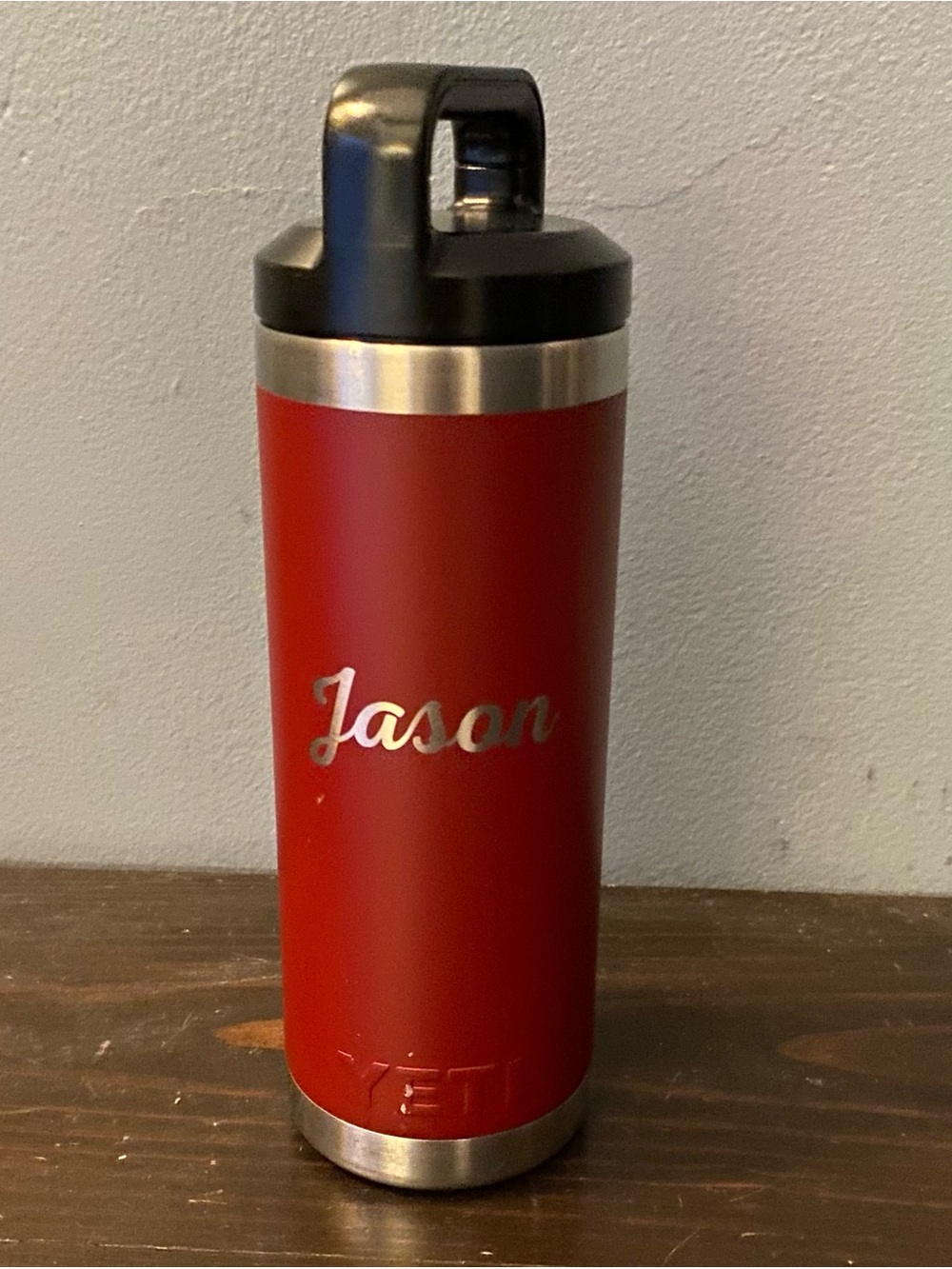 YETI Tumbler 18 Oz HARVEST RED Stainless Steel Screw Top Lid “Jason” Travel